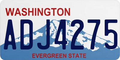 WA license plate ADJ4275