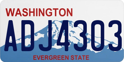 WA license plate ADJ4303