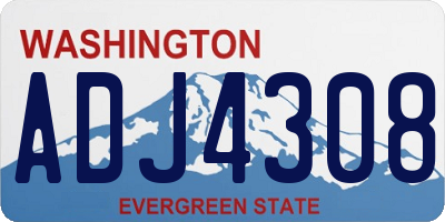 WA license plate ADJ4308
