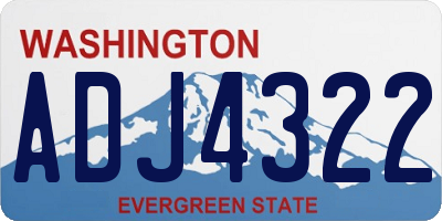 WA license plate ADJ4322