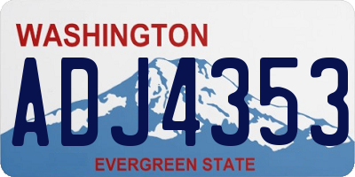 WA license plate ADJ4353