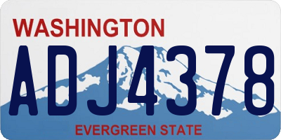 WA license plate ADJ4378