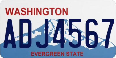 WA license plate ADJ4567