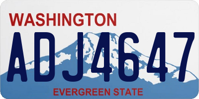 WA license plate ADJ4647