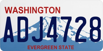 WA license plate ADJ4728