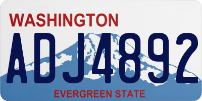WA license plate ADJ4892