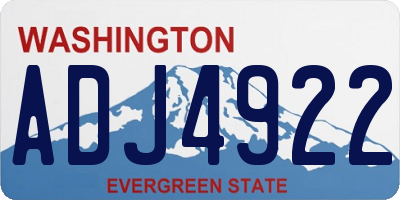 WA license plate ADJ4922