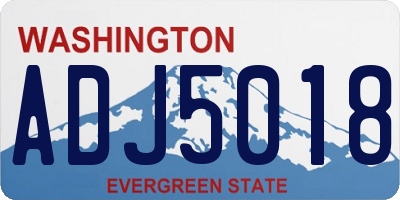 WA license plate ADJ5018
