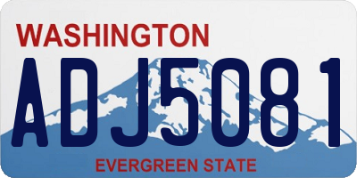 WA license plate ADJ5081