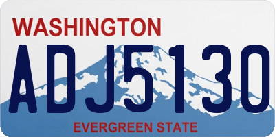 WA license plate ADJ5130