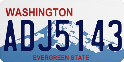 WA license plate ADJ5143