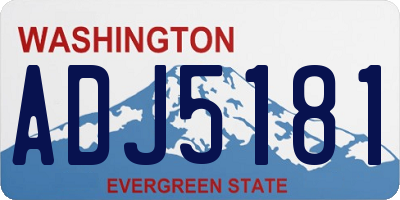 WA license plate ADJ5181