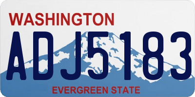 WA license plate ADJ5183