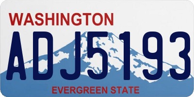 WA license plate ADJ5193