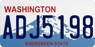 WA license plate ADJ5198