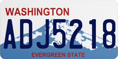 WA license plate ADJ5218