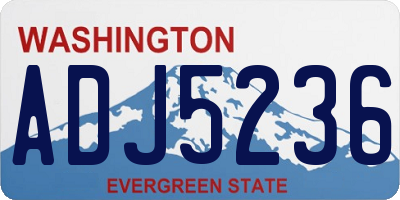 WA license plate ADJ5236