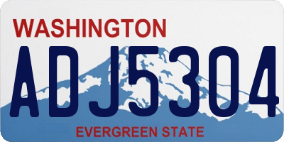 WA license plate ADJ5304