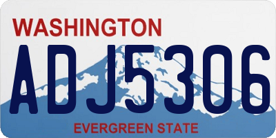 WA license plate ADJ5306