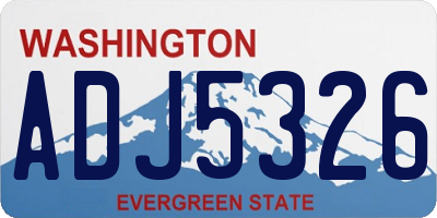 WA license plate ADJ5326