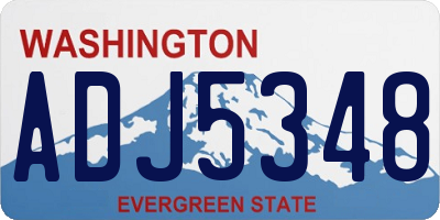 WA license plate ADJ5348