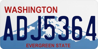 WA license plate ADJ5364