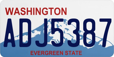 WA license plate ADJ5387
