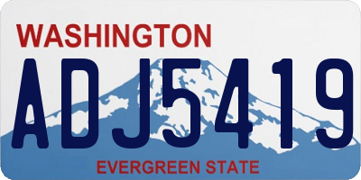 WA license plate ADJ5419