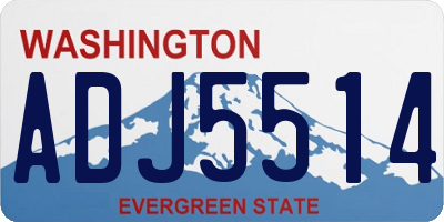 WA license plate ADJ5514