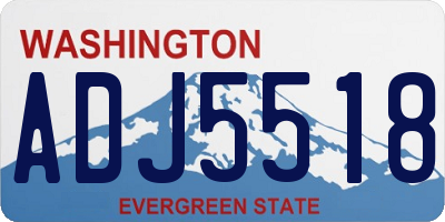 WA license plate ADJ5518