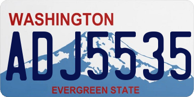 WA license plate ADJ5535