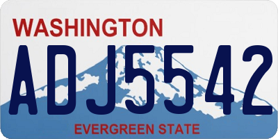 WA license plate ADJ5542
