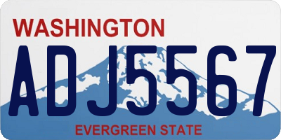 WA license plate ADJ5567