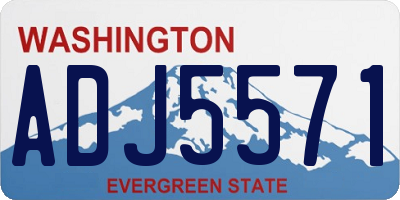 WA license plate ADJ5571