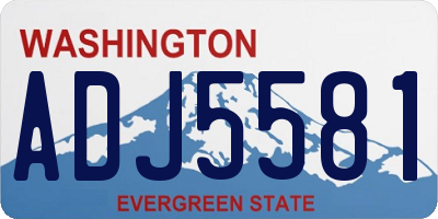 WA license plate ADJ5581