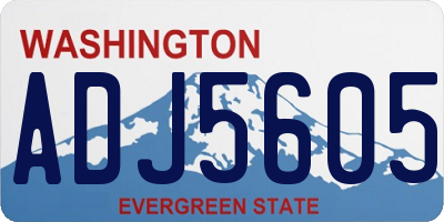 WA license plate ADJ5605