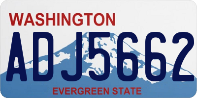 WA license plate ADJ5662