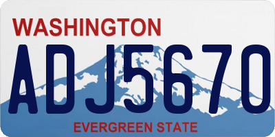 WA license plate ADJ5670
