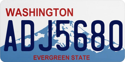 WA license plate ADJ5680