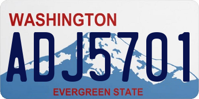 WA license plate ADJ5701