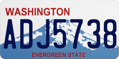 WA license plate ADJ5738