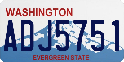 WA license plate ADJ5751
