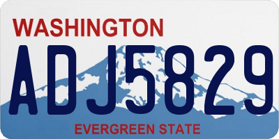 WA license plate ADJ5829