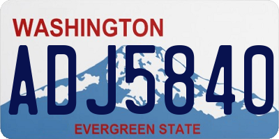 WA license plate ADJ5840