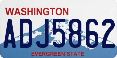 WA license plate ADJ5862