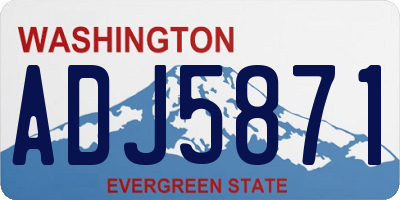 WA license plate ADJ5871