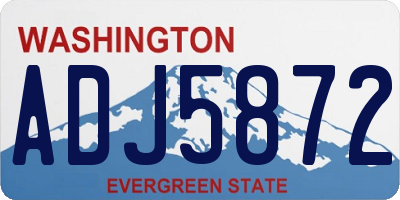 WA license plate ADJ5872