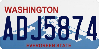 WA license plate ADJ5874