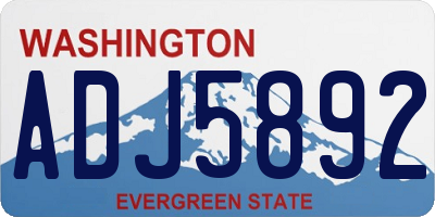 WA license plate ADJ5892