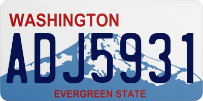 WA license plate ADJ5931